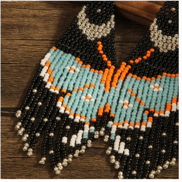 ❤️❤️FREE Butterfly Fringe Beaded Tassel Chic Glam Bug Vaca Hip Farm Art Earrings - Picture 2 of 4